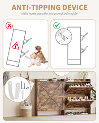 Garvee Scarpiera con 2 cassetti pieghevoli, scarpiera rustica marrone in stile fattoria per corridoio e ingresso, salvaspazio