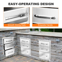 Cassetti per cucina da esterno in acciaio inossidabile Garvee – 14" L x 20,5" A x 23" P, perfetti per postazioni barbecue e cucine da esterno