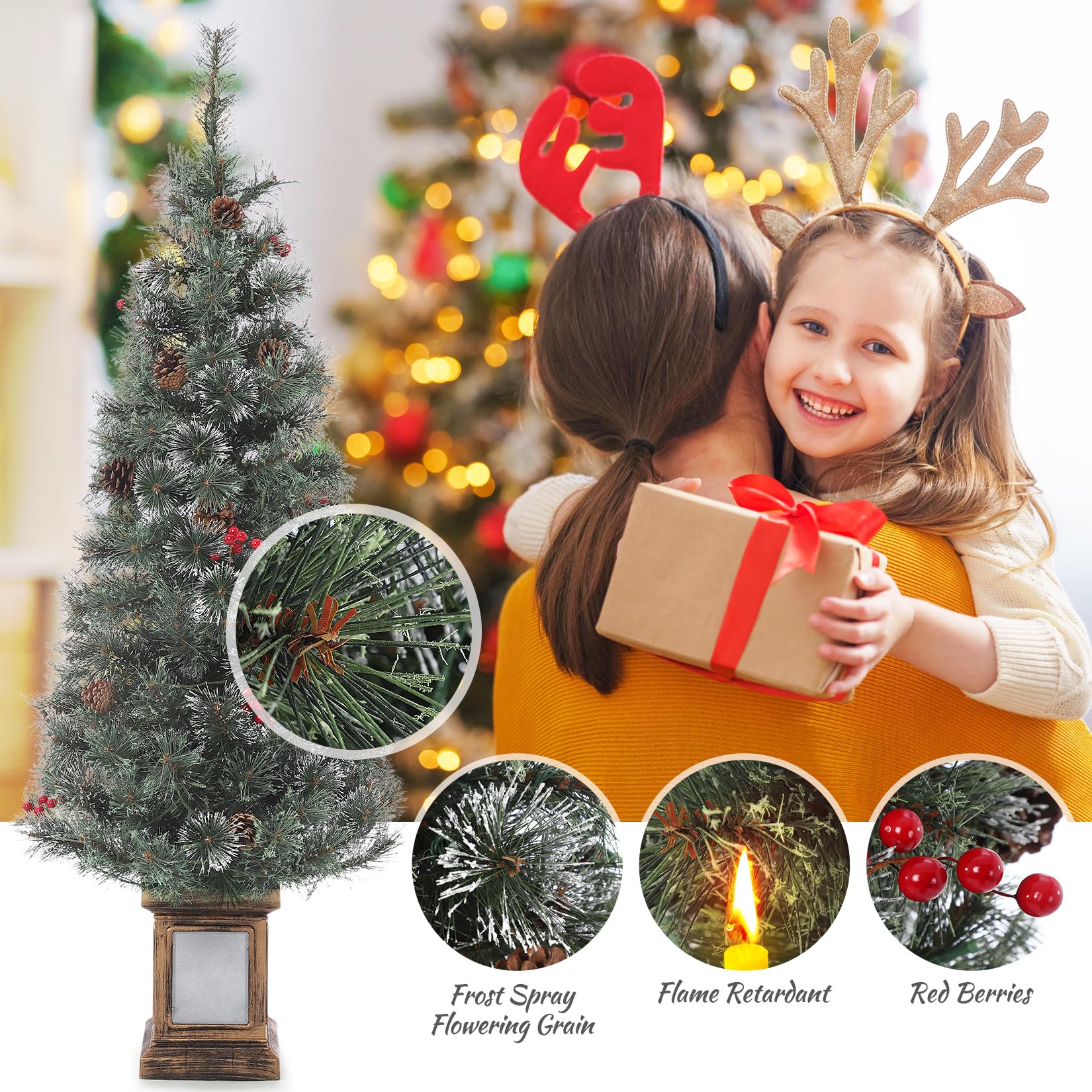 Albero di Natale artificiale Garvee con luci 140 cm 108 LED per casa e ufficio