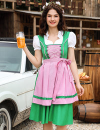 Abito tradizionale femminile Garvee Dirndl, lunghezza media, due pezzi, con grembiule, taglie 34–48