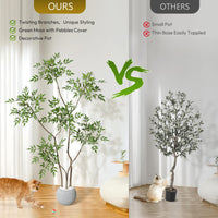 Fiore artificiale Nandina Garvee da 1,5 m con vaso in ceramica grigia per arredamento interno, soggiorno, ufficio, facile da curare, foglie realistiche