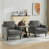 Poltrona Garvee Mid-Century con tessuto di lino e gambe in legno per soggiorno e ufficio, 30"L x 32"A, beige