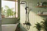 Sistema Doccia Garvee con Doccia a Soffione Set con Soffione da 250mm, Doccia a Mano 3+1 Funzioni, Acciaio Inox Cromato, Mensola Integrata, Asta Doccia Regolabile, Bagno Moderno - Schwarz Eckig 30X19.5 Cm