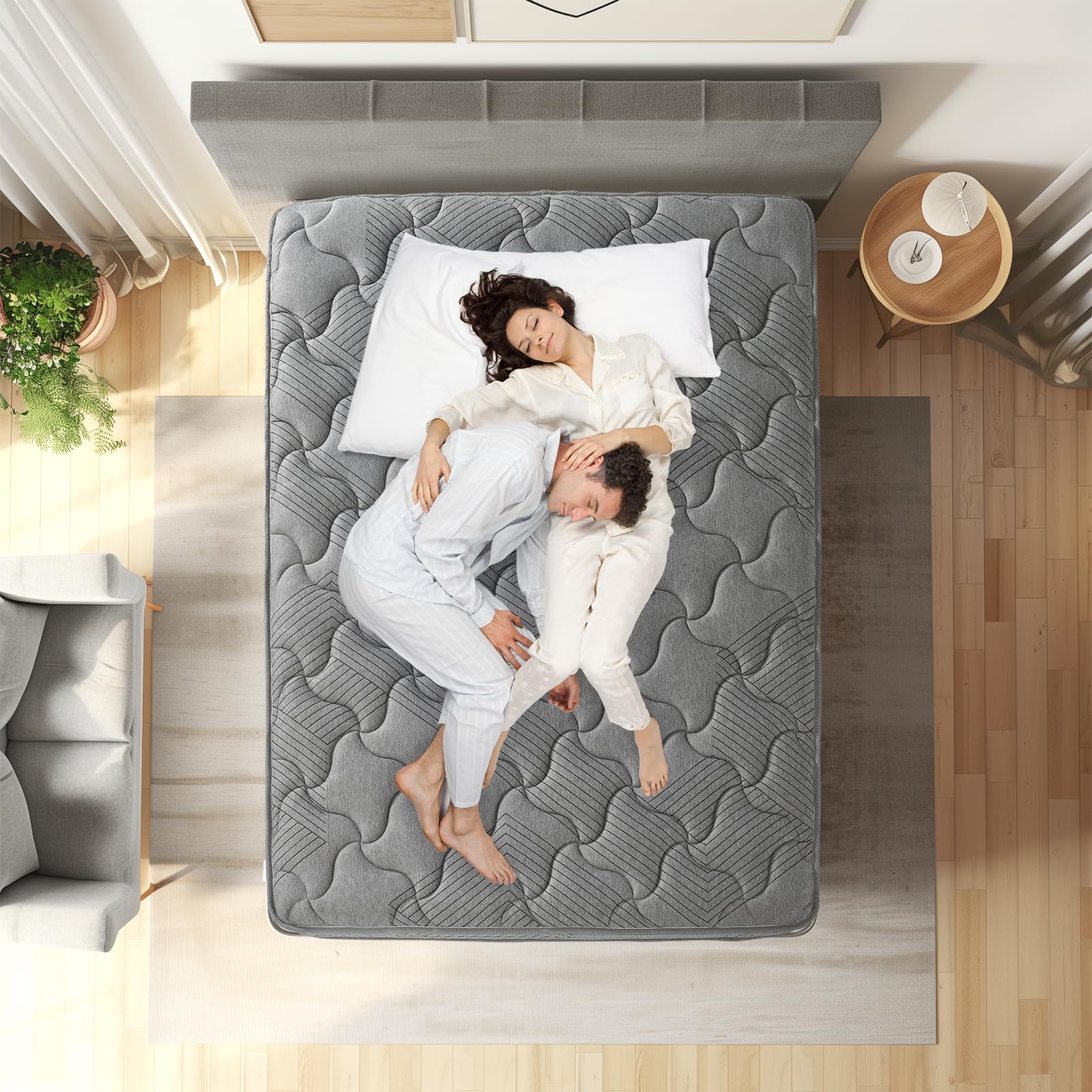 Materasso Garvee 140 x 200 cm Molle insacchettate 7 zone di comfort Schiuma in microfibra H3 per bambini e adulti