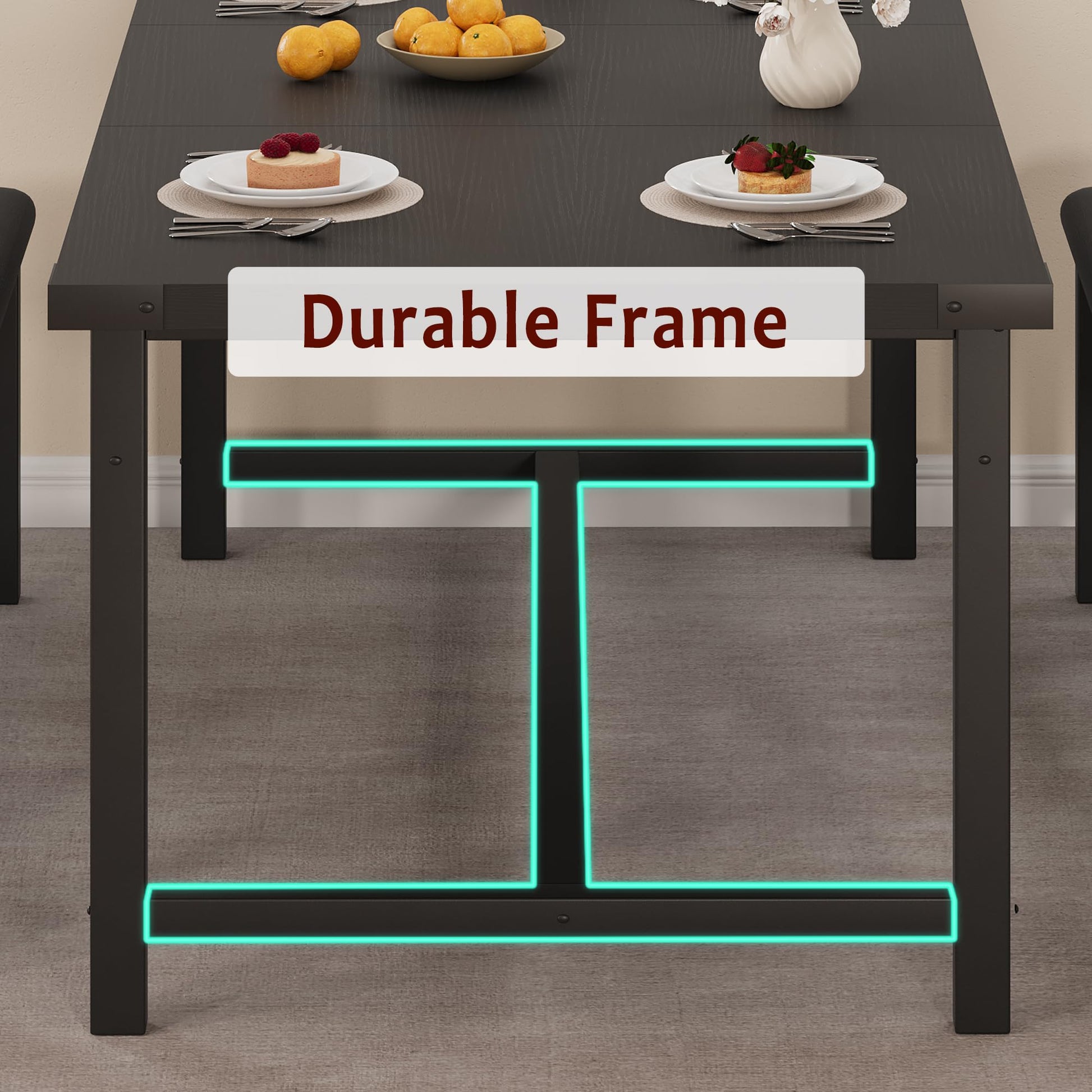 Tavolo da pranzo estensibile Garvee per 4-6 persone, 160 cm in legno, nero retrò, salvaspazio, stabile, facile da montare