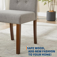 Set di 2 sedie da pranzo imbottite Garvee, design moderno Parsons, tessuto in lino morbido, gambe in legno robusto, supporto ergonomico, grigio, sala da pranzo e bar