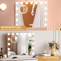 Specchio per il trucco GARVEE Hollywood 58 x 46 cm con 15 luci LED Specchio per il trucco touch bianco