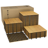 Garvee 33 PCS Acacia Wood Composite Deck Tiles, Waterproof, UV Resistant, Easy Snap Installation, Anti-Slip, for Terraces and Pools, 12"x12" Size, Natural Color
