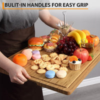 Tagliere in bambù extra large Garvee 24x18" con scanalatura per il succo e manici per cucina e carne, legno robusto, bifacciale, spessore 0,8"