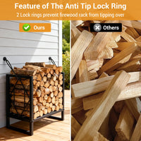 Garvee Portalegna in metallo piccolo, nero, compatto, per camino e patio, per interni ed esterni