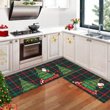 Tappetini da cucina Garvee a forma di albero di Natale e fiocchi di neve, set da 2, decorazione invernale antiscivolo, 40x60+40x120 cm, verde