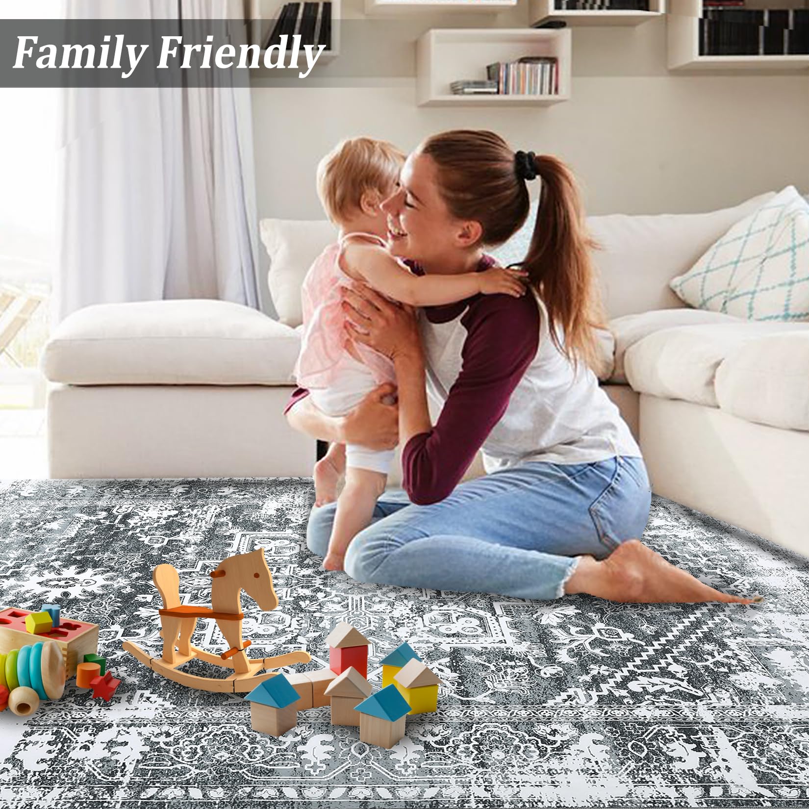 Tappeto Garvee Snowflakes Locket Small Collection 80x150cm Grigio Soggiorno Camera da letto