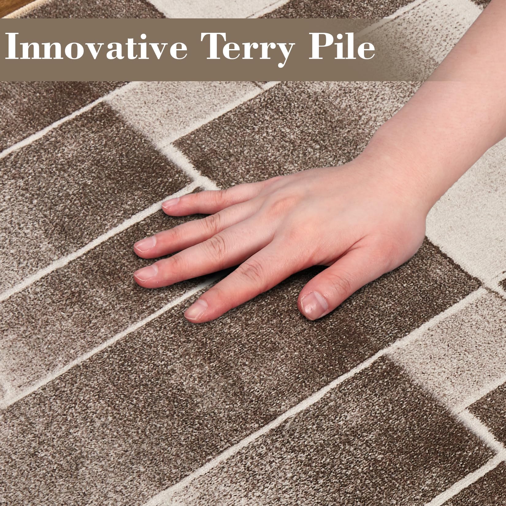 Tappeto moderno Garvee a pelo corto per soggiorno e camera da letto con motivo geometrico tagliato a contorno, marrone 160x230 cm