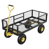 Garvee Carrello da Giardino 408 kg Manici Regolabili Pneumatici 25,4 cm Acciaio Nero+Giallo Giardinaggio Campeggio - Black