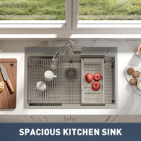 Lavello da incasso Garvee in acciaio inox con 1 vasca (84 x 56 x 23 cm) e accessori: lavello robusto e facile da pulire per la tua cucina