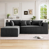 Garvee Divano Modulare L-Shaped in Chenille Alta Densità per Soggiorno e Camera, Design Moderno, Senza Montaggio, Angolare, Colore Neutro - Grigio Scuro
