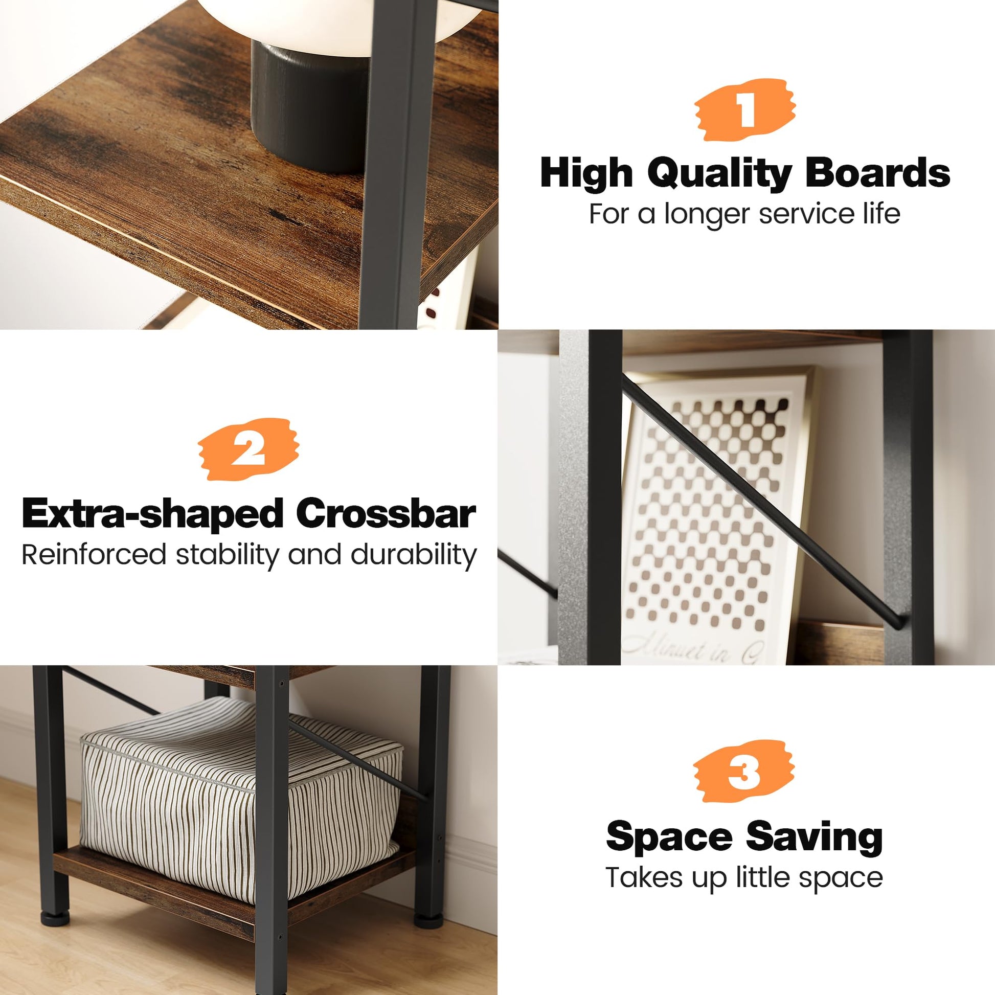 Libreria stretta Garvee a 6 ripiani con 6 ripiani per camera da letto e ufficio, 66"x12"x12", MDF robusto e metallo, design industriale, salvaspazio