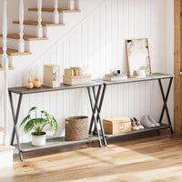 Tavolo consolle Garvee con ripiano, tavolo stretto per ingresso e divano, design moderno, soggiorno e corridoio, salvaspazio, durevole