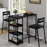 Garvee Set Tavolo da Pranzo 3 Pezzi con Ripiani, 2 Sedie Imbottite in Pelle Sintetica, Design Salvaspazio, 91.44 cm, Colore Naturale
