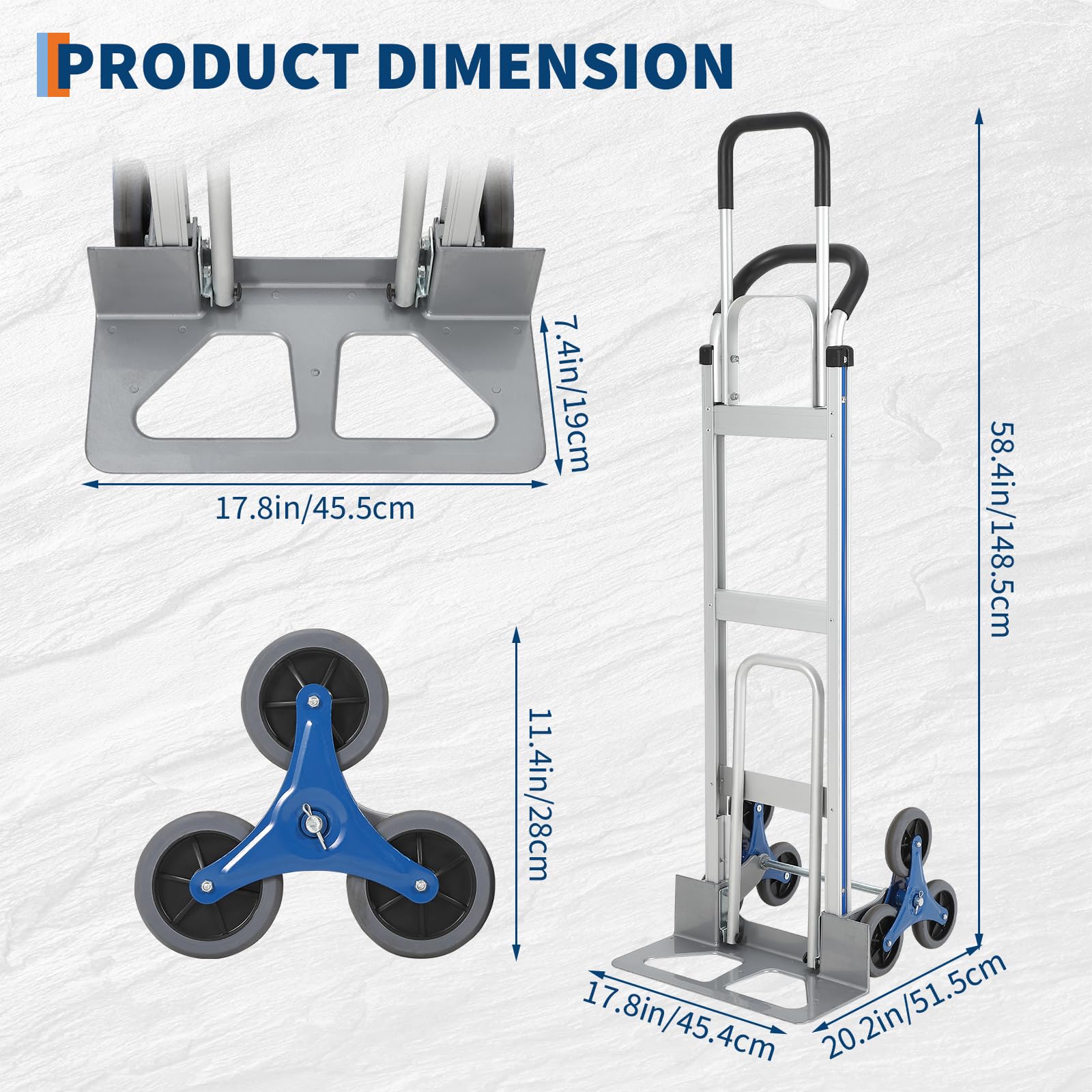Carrello Trasporto Scale Alluminio Garvee 600 libbre 2 in 1 | Ideale per Festa del Papà, Maniglie Ergonomiche e Ruote TPR