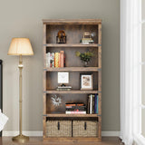 Garvee Libreria Rustica 5 Ripiani, MDF e Legno, Design Coloniale, Salotto e Studio, Grigia, 171x80x32,5 cm - Colore Retro