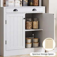 Libreria Garvee alta 71" con cassetto, 5 ripiani, ripiani regolabili, legno, ante a persiana, bianca per soggiorno e ufficio, robusta e versatile