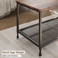 Garvee Couchtisch Vintage Rettangolare in MDF e Metallo, Industriale Retro, 101x50x48 cm, Nero