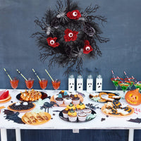 Ghirlanda per porta di Halloween Garvee da 18 pollici con ragni glitterati, rose rosse e nere, rattan nero naturale per uso interno ed esterno, 45 cm, nero