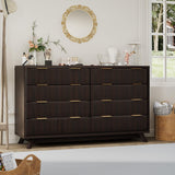 Garvee Cassettiera 8 Cassetti Fluted, Design Curvo, Legno Ingegnerizzato, Maniglie Metalliche, Sicura Antiribaltamento, Camera da Letto e Soggiorno, Moderno, Spazioso, Durevole, Sicuro - Noce nero