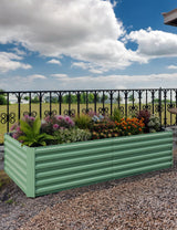 Aiuola rialzata zincata Garvee 6x3x2 piedi con rinforzo a X per giardino esterno, altezza 24", acciaio da 0,6 mm, fondo aperto - Verde