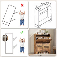 Scarpiera Garvee per corridoio con 2 cassetti a scomparsa, organizer per scarpe stretto in legno P2, ventilato, antigrafcio, con ganci per corridoioioio e garage, 13.8 pollici, color legno