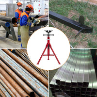 Supporto per sollevamento tubi Garvee V-Head Heavy Duty 2500 libbre regolabile 28-52 pollici in acciaio al carbonio pieghevole per saldatura e filettatura