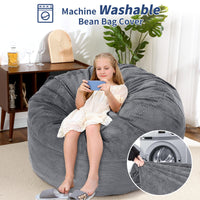 Poltrona a sacco Garvee per adulti, letto a sacco gigante trasformabile 2 in 1, rivestimento in velluto a coste lavabile, grigio chiaro, per soggiorno e camera da letto