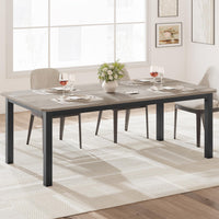 Tavolo da Pranzo Garvee Lungo 199.4 cm per 6-8 Persone Stile Industriale, Design Smussato, MDF e Metallo, Larghezza 10 cm, Marrone