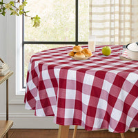 Tovaglia rotonda a quadretti GARVEE Buffalo Check, 70 pollici, rosso e bianco, antimacchia, lavabile, in poliestere, antipiega, per cucina e picnic