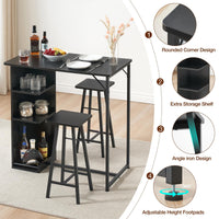 Set da pranzo piccolo Garvee da 36 pollici con contenitore, robusto ed ergonomico, MDF e acciaio, nero, per appartamenti e cucine