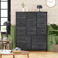 Cassettiera Garvee con 15 cassetti in tessuto e maniglie per camera da letto, soggiorno, corridoio, robusta struttura in metallo, versatile, grigio