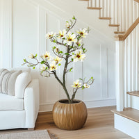 Albero di magnolia artificiale Garvee, 4 piedi, bianco, con rami regolabili, per uso interno ed esterno, ufficio e casa, materiale di alta qualità, base stabile