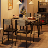 Tavolo da pranzo Garvee per 2 persone con sedie imbottite, legno MDF, struttura in metallo, salvaspazio, piccoli appartamenti, quadrato, grigio