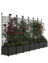 Set Garvee 7 Pezzi Cassette per Piante in Plastica con Graticcio in Metallo, Letto da Giardino Rialzato, Patio e Balcone, Nero, 40,6 cm x 40,6 cm e 124 cm x 40,6 cm - Nero