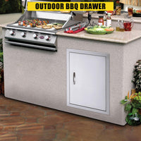 Porta di accesso per barbecue Garvee da 17x24 pollici in acciaio inossidabile 304 resistente alle intemperie, porta singola, maniglia incassata, chiusura magnetica, stazione per griglia da cucina all'aperto
