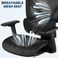 Sedia da ufficio ergonomica Garvee con schienale alto in rete e braccioli 4D, supporto lombare per ufficio domestico, altezza del sedile regolabile, nera