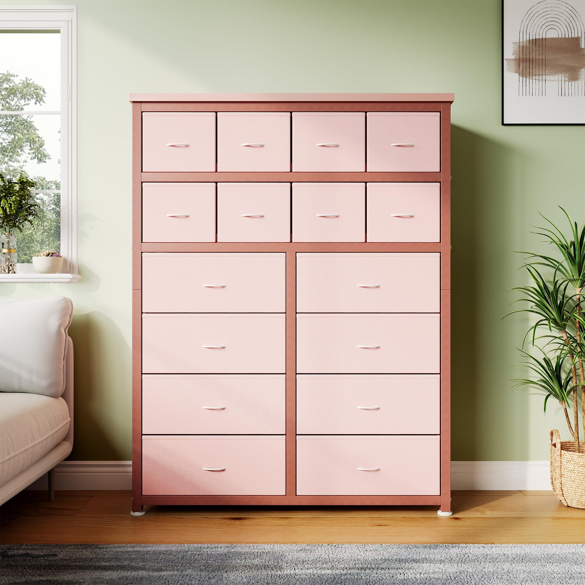 Cassettiera GARVEE con 16 cassetti in tessuto, cassettiera in tessuto per camera da letto, credenza con cassetti in tessuto, cassettiera per cucina, ufficio, corridoio, soggiorno, corridoio, cameretta dei bambini