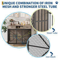 Garvee, cuccia per cani da 44 pollici con cassetti, doppie porte, in legno massello per cani di piccola e grande taglia, marrone e nero vintage, per interni