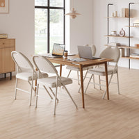 Garvee Set di 4 sedie pieghevoli con cuscini, fodere in lino, robuste strutture in metallo per ufficio ed eventi, beige, pieghevoli, ergonomiche