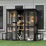 Garvee Casa Grande Per Gatti Con Finestra, Struttura In Legno Robusto, Multi-Livello, Per Giardino E Balcone, Ampio, Rete Galvanizzata Resistente