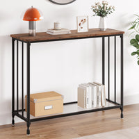 Tavolo consolle stretto Garvee 33,5"L x 11,8"W x 31,9"H Struttura in metallo effetto legno vintage per soggiorno e corridoio