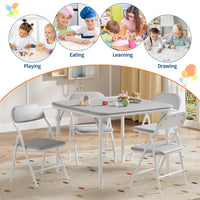 Garvee Set tavolo e sedie pieghevoli per bambini, 3 pezzi, pieghevole, in similpelle, struttura in metallo, leggero, per sala giochi e campeggio, multicolore