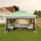 Garvee Tenda a Baldacchino 13x13 ft Pop Up Gazebo con Montaggio One-Push, Telaio Rinforzato in Metallo, Tessuto Impermeabile Verde Oliva per Feste in Giardino - Olive Green