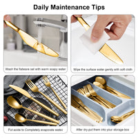 Set di posate Garvee da 30 pezzi per 6 persone, acciaio inossidabile, finitura a specchio, ergonomico, antiruggine, per casa e ristorante